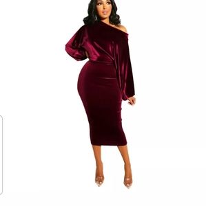 Burgundy faux suede dress. New. Never worn.